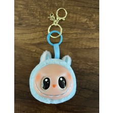 Mavi Sevimli Canavar Labubu Charm Anahtarlık Çanta Süsü Peluş Pelüş Oyuncak Yumuşak