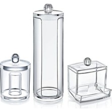 3'lü Çok Amaçlı Beyaz Makyaj Organizer Seti, Şık ve Kullanışlı Tasarım