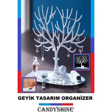 Geyik Tasarım Takı Düzenleyici, Çok Amaçlı Organizer, Yüzük, Küpe, Kolye, Beyaz