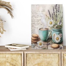 Kahve Kır Çiçekleri ve Papatyalar Retro Vintage 18X27 Mdf Ahşap Poster Tablo