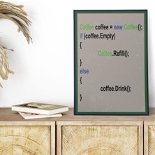 Coffee Java Kod Yazılım Retro Vintage 18X27 Mdf Ahşap Poster Tablo