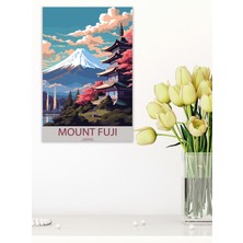 Fuji Dağı Retro Vintage 18X27 Mdf Ahşap Poster Tablo