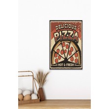 Retro Pizza Mutfak Dekorasyon No:5 18X27 Mdf Ahşap Poster Tablo
