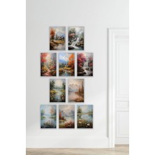 Manzara Doğa Temalı 10'lu Retro Vintage 18X27 Mdf Ahşap Poster Tablo