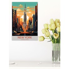 New York Retro Vintage 18X27 Mdf Ahşap Poster Tablo