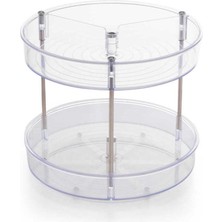 Şeffaf Iki Katlı Döner Raf, Şık ve Pratik Saklama Çözümü