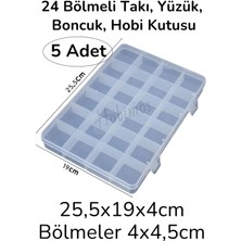 Turuncu 24 Bölmeli Takı ve Hobi Organizer Kutusu, 25,50X19X4CM (5'li Set)