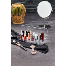 Bölmeli Taşınabilir Ruj ve Oje Organizer, Kapaklı, Beyaz