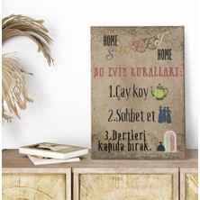 Bu Evin Kuralları Komik Retro Vintage 18X27 Mdf Ahşap Poster Tablo