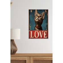 Sevimli Kediler Love No:1 Retro Vintage 18X27 Mdf Ahşap Poster Tablo