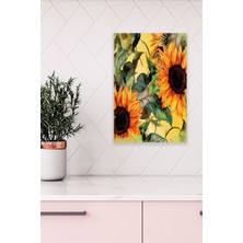 Ayçiçekleri Temalı No:4 Retro Vintage 18X27 Mdf Ahşap Poster Tablo