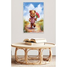 Sevimli Ayıcık Temalı No:1 Retro Vintage 18X27 Mdf Ahşap Poster Tablo