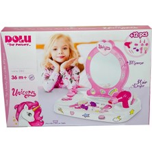 2563 Oyuncak Unicorn Masaüstü Aynalı Makyaj Seti