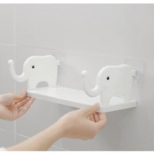 Fil Desenli Yapışkanlı Raf Çok Amaçlı Duvar Rafı, Banyo & Mutfak Organizer, Çocuk Odası Organizasyon