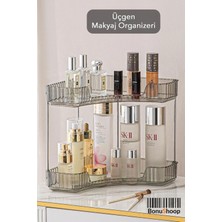 Iki Katlı Üçgen Köşe Makyaj Düzenleyici, Antrasit Renkli, Şık ve Kullanışlı Tasarım