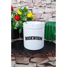 Bookworm Kitap Severler Için Özel Hediyelik Baskılı Seramik Kapaklı Kokusuz Küllük