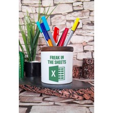 Freak In The Sheets Muhasebe Excel Hediye Baskılı Seramik Kalemlik Masaüstü Düzenleyici