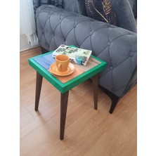 Çok Renkli Kare Kare Parçalı % 100 Doğal Masif Ahşap Üçlü Zigon Takımı