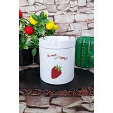 Sweet And Sour Çilek Baskılı Seramik Kapaklı Kokusuz Küllük