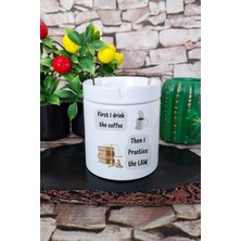 Avukat Lawyer 'then I Practıce The Law' Eğlenceli Hediyelik Baskılı Seramik Kapaklı Kokusuz Küllük