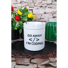 Go Away I'm Coding Yazılımcı Baskılı Seramik Kapaklı Kokusuz Küllük
