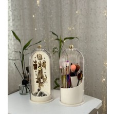 Dönüşlü Takı ve Fırçalık Organizeri, 2'li Set, Şık ve Kullanışlı Depolama Çözümü