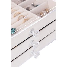 Beyaz Üç Çekmeceli Takı ve Mücevher Düzenleyici Organizer