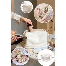 Çift Katmanlı Su Geçirmez Seyahat Makyaj Çantası 24X18X14 cm Bej