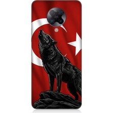 Xiaomi Poco F2 Pro Uyumlu Ay Yıldızlı Uluyan Kurt  Desenli Silikon Kılıf