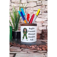 Bugün Prenses Olmaya Niyetim Yok Komik Yazılı Baskılı Seramik Kalemlik Masaüstü Düzenleyici