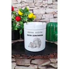 Asosyal Değilim Insan Sevmiyorum Hediyelik Eğlenceli Sevimli Baskılı Seramik Kapaklı Kokusuz Küllük