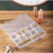 Çok Renkli 12 Bölmeli Kapaklı Kilitli Takı Organizer Kutusu