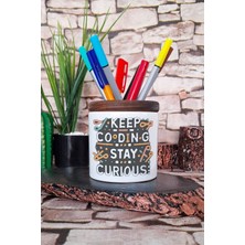 Keep Coding Yazılımcı Mühendis Komik Hediyelik Baskılı Seramik Kalemlik Masaüstü Düzenleyici