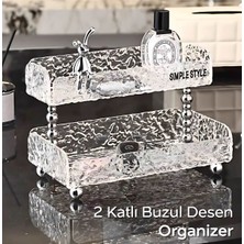 Kırık Cam Desenli Şeffaf 2 Katlı Organizer 25X13 ve 25X8 cm