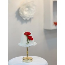 Ipek Gelincik Kablosuz Pilli Masa Lambası, Uzun Parlak Gold, Krem Renkli
