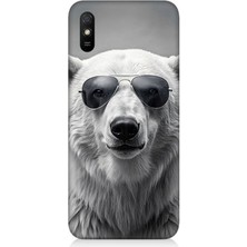Xiaomi Redmi 9A Uyumlu Havalı Gözlüklü Ayı  Desenli Silikon Kılıf