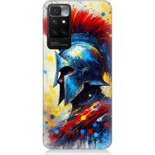 Xiaomi Redmi 10 Uyumlu Kızıl Miğferli Savaşçı  Desenli Silikon Kılıf