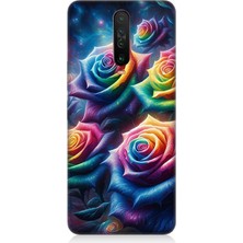 Xiaomi Poco X2 Uyumlu Gökkuşağı Güllerin Patlaması  Desenli Silikon Kılıf