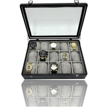 15'li Şık Saat Kutusu, Siyah ve Gri Renk Seçenekleri