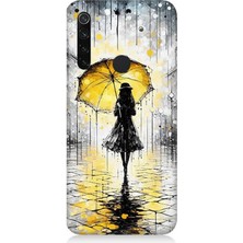 Xiaomi Redmi Note 8 Uyumlu Yağmurda Sarı Şemsiye Altında  Desenli Silikon Kılıf