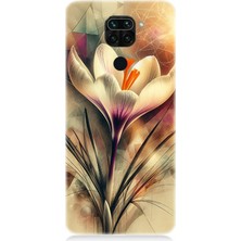 Xiaomi Redmi Note 9 Uyumlu Soyut Çiçek Fırça Darbesi  Desenli Silikon Kılıf
