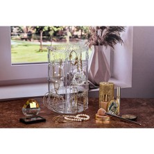 Şeffaf 360 Derece Dönebilen Kristal Takı Düzenleyici, Şık ve Kullanışlı Tasarım