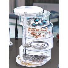 Dönebilen 4 Katlı Şeffaf Takı Organizeri, Pratik ve Şık Saklama Çözümü