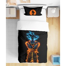 Dragon Ball Son Goku 3D Dijital Baskılı Tek Kişilik Erkek Çocuk Genç Çarşafsız Nevresim Takımı