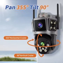 Çift Kameralı 6mp Full Hd Hareket Takipli Polis Çakarlı Alarmlı Wifi Güvenlik Kamerası