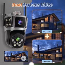 Çift Kameralı 6mp Full Hd Hareket Takipli Polis Çakarlı Alarmlı Wifi Güvenlik Kamerası