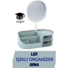 Yeşil LED Işıklı Çok Fonksiyonlu Ayna ve Organizer