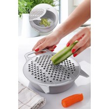 Özel Tasarım Siyah Kapaklı Çok Fonksiyonlu Hazneli Rende - 3 In 1 Pratik Paslanmaz Rende