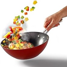 Bonera Pro - Plus Kirmizi & Ti̇tanyum 28 cm Wok Tava