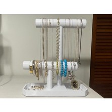 Beyaz Bileklik ve Aksesuar Organizer Standı, Şık ve Kullanışlı Tasarım